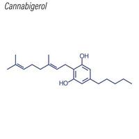 fórmula esquelética vectorial de cannabigerol. molécula química del fármaco. vector