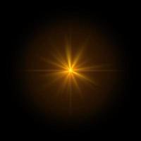 Lens flare star gold light special effect black background photo