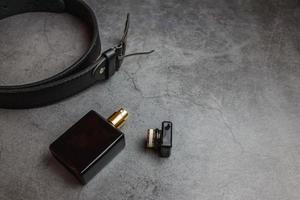 black perfume bottle, perfume concept for men photo