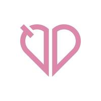vector de diseño de logotipo de corazón de amor de letra inicial qd