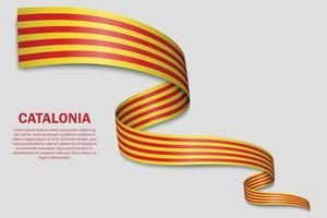 bandera ondeante de cataluña sobre fondo blanco vector