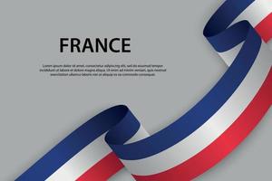 ondeando la bandera de la cinta de francia. plantilla para la prohibición del día de la independencia para su diseño vector
