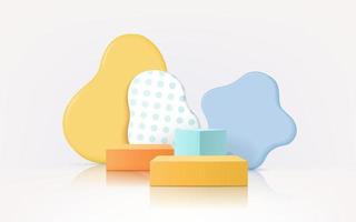 3D rendering of pastel minimal scene with podium for kids or baby product, present background. vector