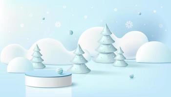 3d rendering scene of christmas holiday with display podium for mock up vector