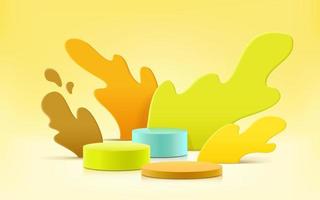 3d podium on abstract background, geometric shapes, kids product display. vector