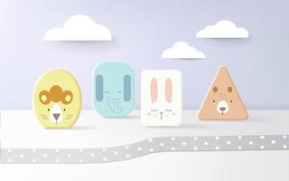Minimal background mock up with podium for kids product display. 3d rendering. vector