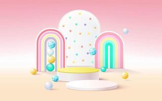 Abstract background, scene for kids product display, 3d rendering. vector