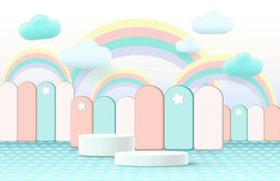 3d podium on background, abstract geometric shapes for kids product display vector