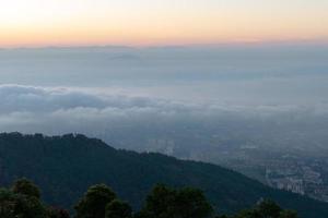 Morning foggy cloud cover Georgetown in sunrise photo