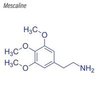 fórmula esquelética vectorial de mescalina. molécula química del fármaco. vector