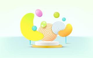 3d rendering of podium and abstract geometric with empty space for kids or baby product. vector