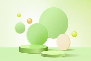 Abstract scene background. Cylinder podium on green background. Product presentation, mock up, show cosmetic product, Podium, stage pedestal or platform. vector