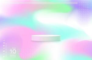 Abstract 3D cylinder pedestal podium with Pastel mesh modern background. Minimal vector rendering for cosmetic product presentation.