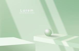 Abstract 3D podium with pastel green minimal wall scene and shadow. Modern vector rendering geometric platform for product display presentation.