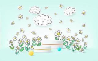 3d product podium with hand drawn weather background. vector