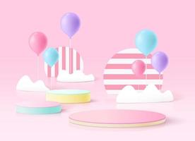 Minimal background mock up with podium for product display. 3d rendering. vector
