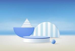 Representación 3d, ilustración vectorial sobre fondo azul con paisajes abstractos, fondo para productos infantiles presentes. vector