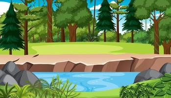 Scene with river in the forest vector