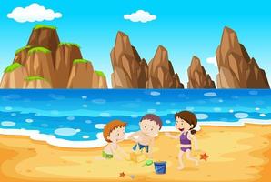 Scene with people on the beach vector