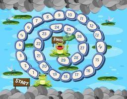 Boardgame template with frogs in pond vector