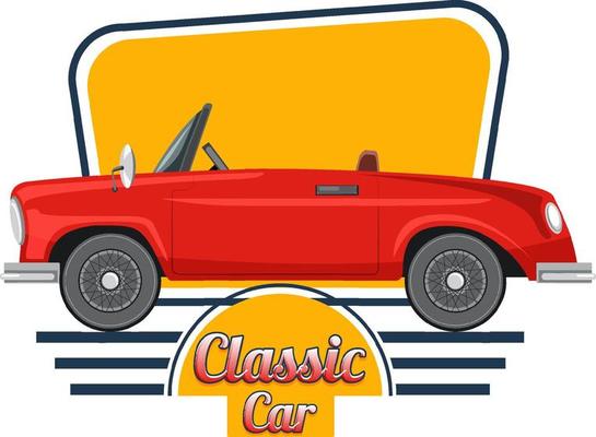 Classic car logo with classic car on white background