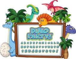 Font design for english alphabets in dinosaur character on white board vector