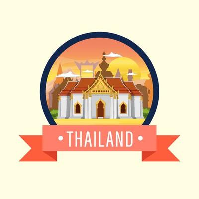 Travel Thailand attraction and landscape temple icon