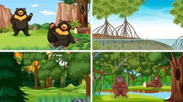 Scene with wild animals in the forest vector