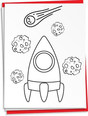 Hand drawn rocket on paper