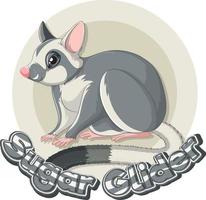 Font design for sugar glider in gray vector