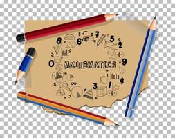 Doodle fórmula matemática con fuente matemática en la página del cuaderno vector