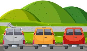 Parking concept with three cars vector
