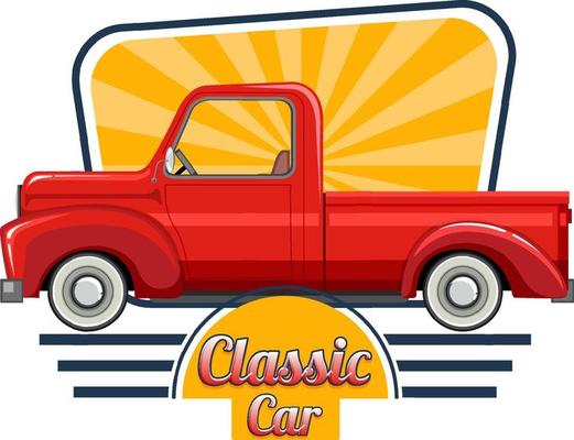 Classic car logo with classic car on white background