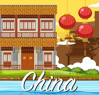 Chinese tradition house building background