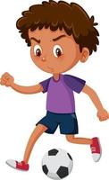 A boy playing football cartoon character vector