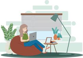 Work at home concept in flat design vector