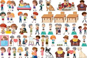 Set of different activities people in cartoon style vector