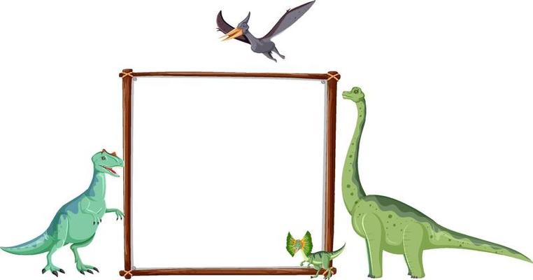 Banner template design with many dinosaurs