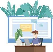 A man working at home concept in flat style vector