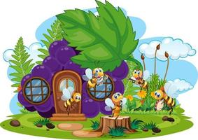 Happy insect in nature fairy tale scene vector