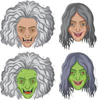 Halloween theme with heads of witches vector