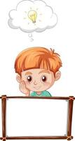 Board template with boy thinking vector