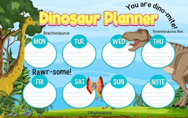 A template of dinosaur planner