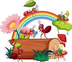 Happy insect in nature fairy tale scene vector