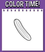 Worksheets template with color time text and cucumber outline vector
