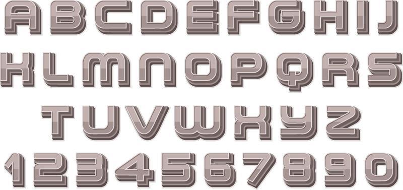 A set of English alphabet space font on white background