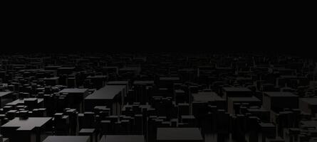 Abstract night metropolis. Dark densely built up 3d render landscape with urban gradient skyscrapers photo