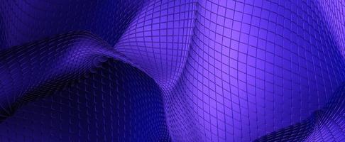 Wavy blue grid background. Curvy futuristic textures with 3d render gradient photo