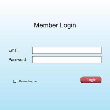 Member login form page blanc interface template for website for your design vector