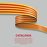 bandera ondeante de cataluña sobre fondo blanco vector